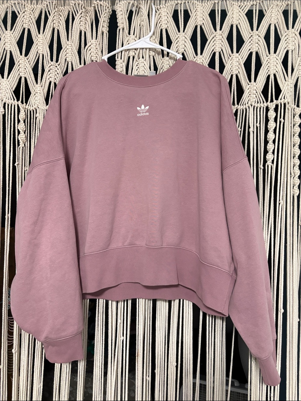 adidas Women's Mauve Cropped Crewneck Sweatshirt
